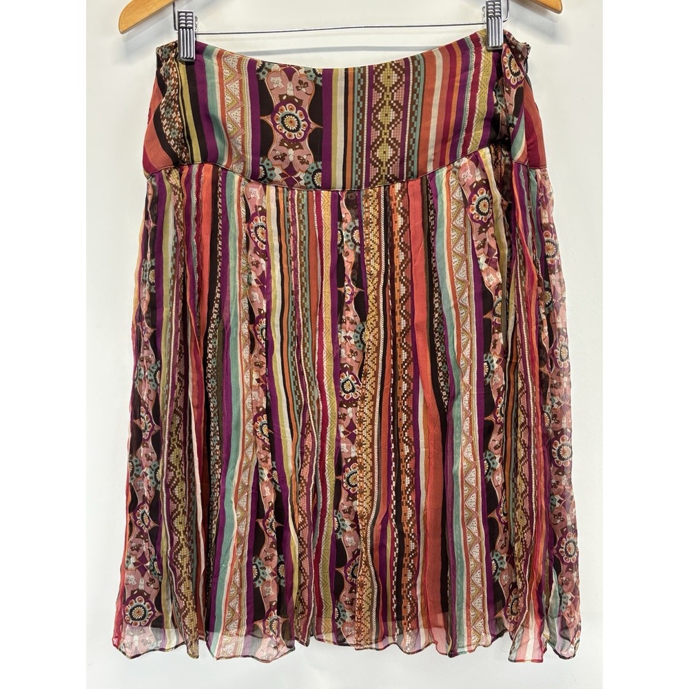 Sunny Leigh Silk Skirt Sz 12 Patchwork Festival Boho Flowy Gypsy Indie Artsy